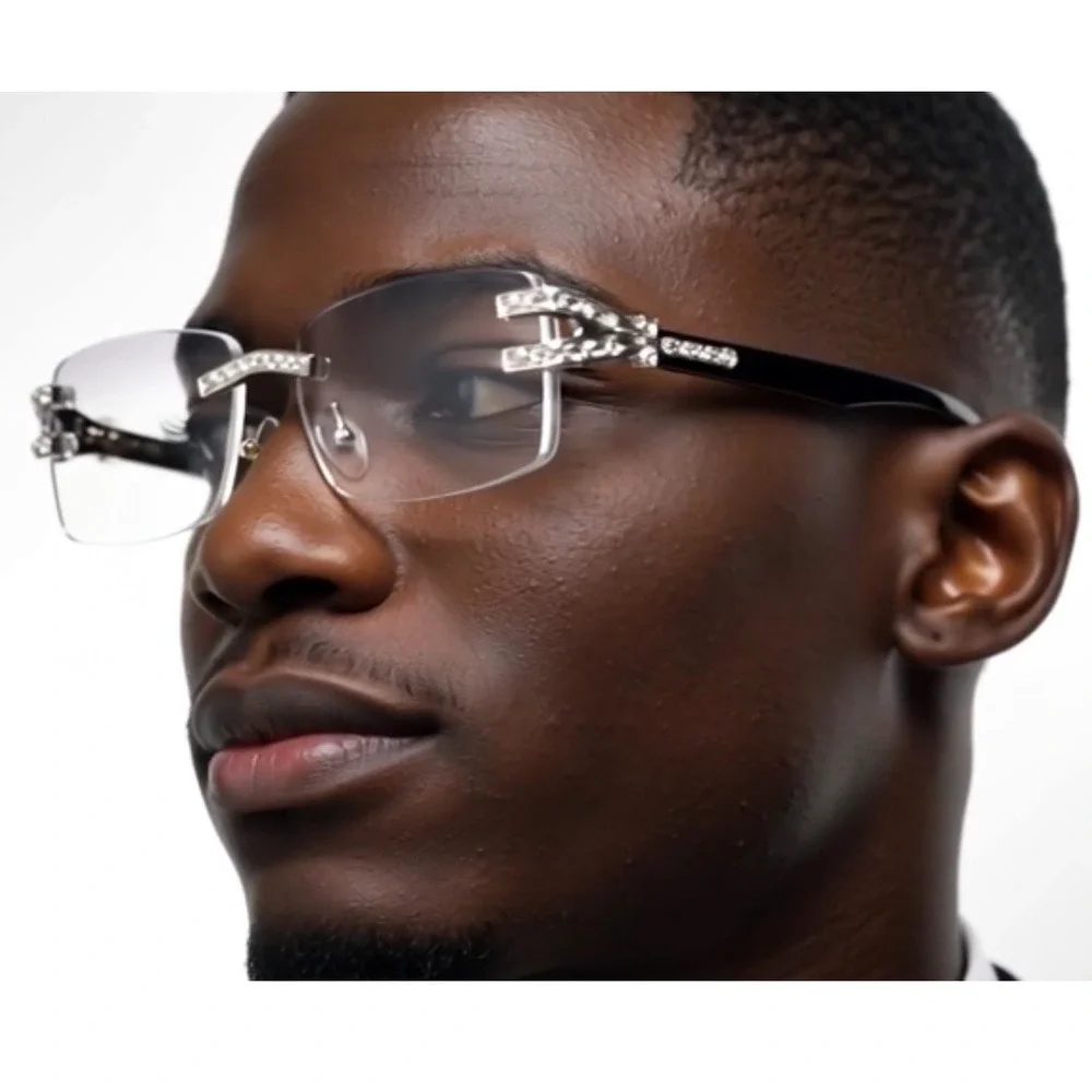 Hip Hop Men's Sunglasses Silver Frame Clear Eyewear Square UV400 Protection‎ New